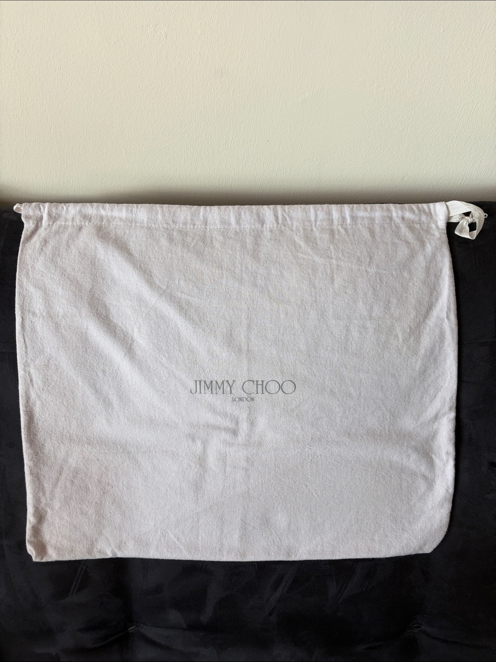 Jimmy Choo White Logo Drawstring Dust Bag